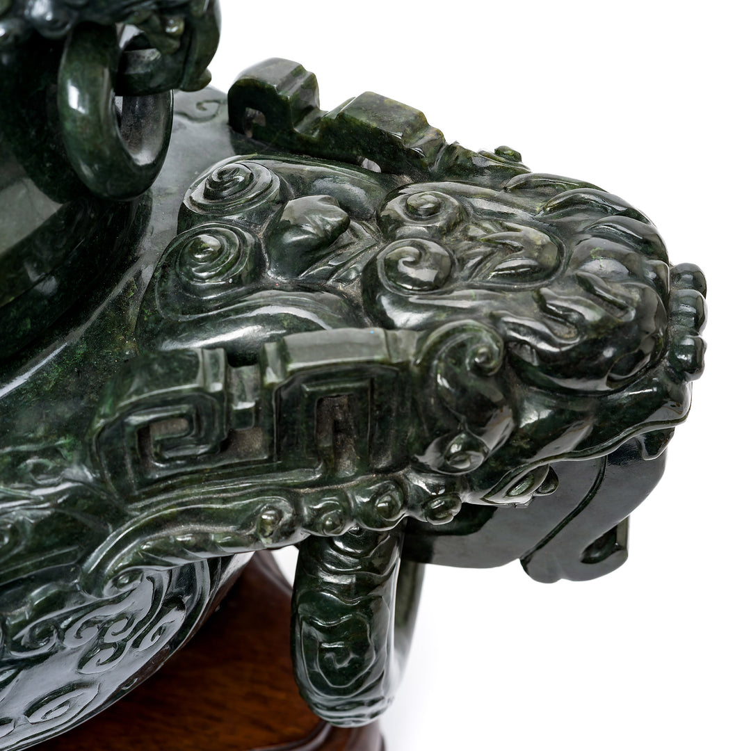 Intricate sculptural elements on jade burner