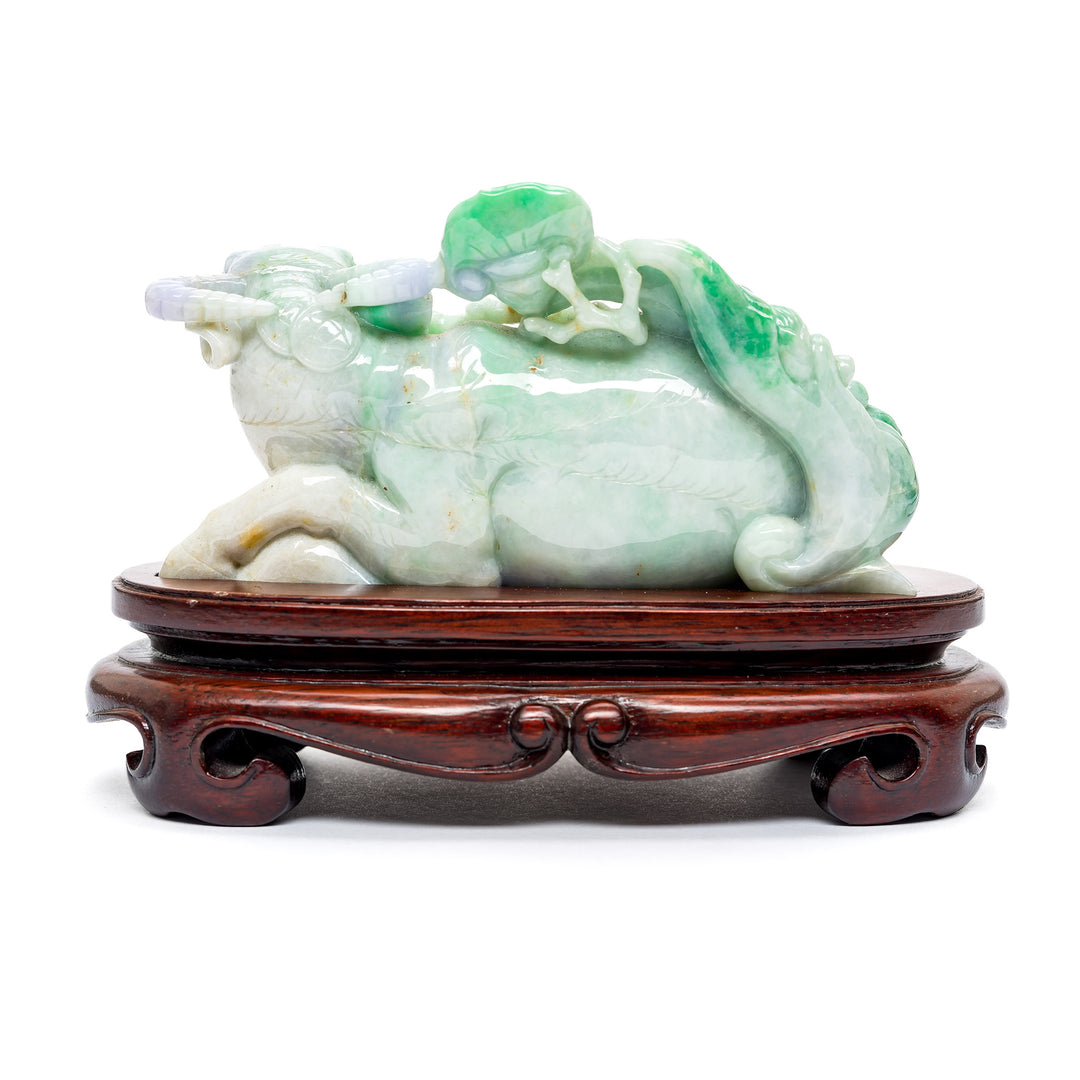 Detailed sculptural elements on jade cow