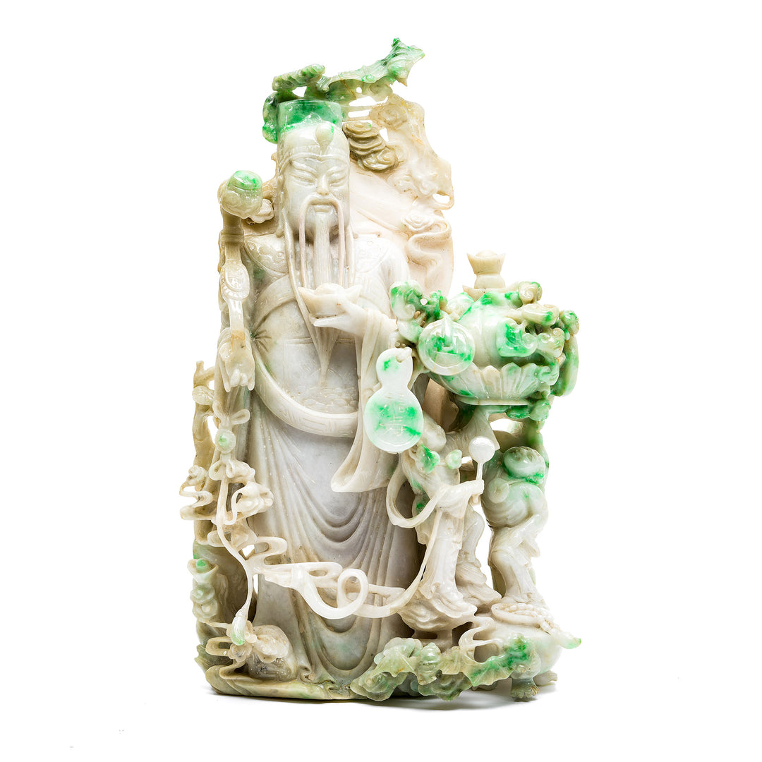 Jade general sculpture with intricate carvings