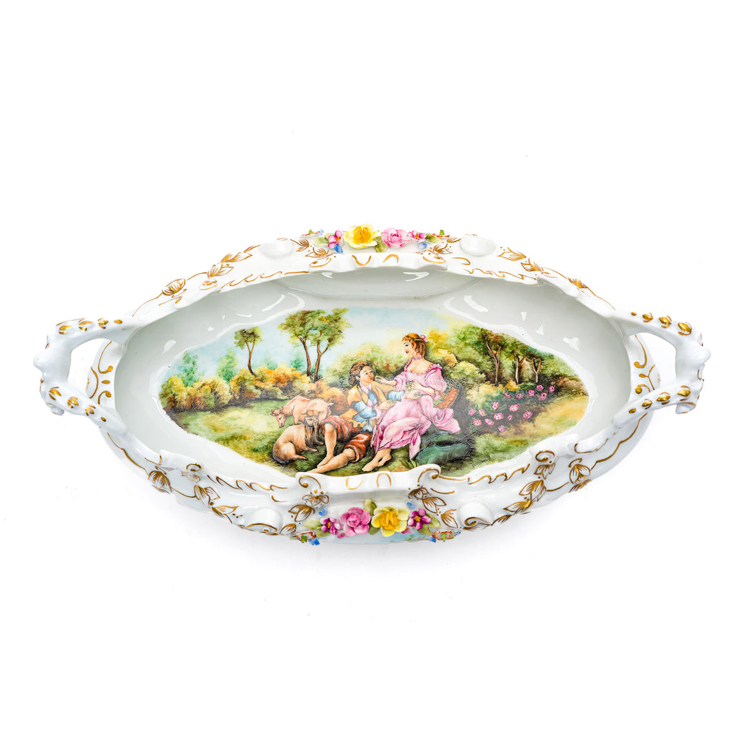 Elegant floral porcelain bowl featuring vibrant flowers.