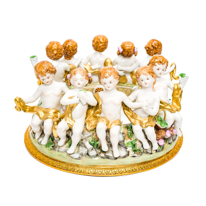 Exquisite German Dresden cherub porcelain centerpiece