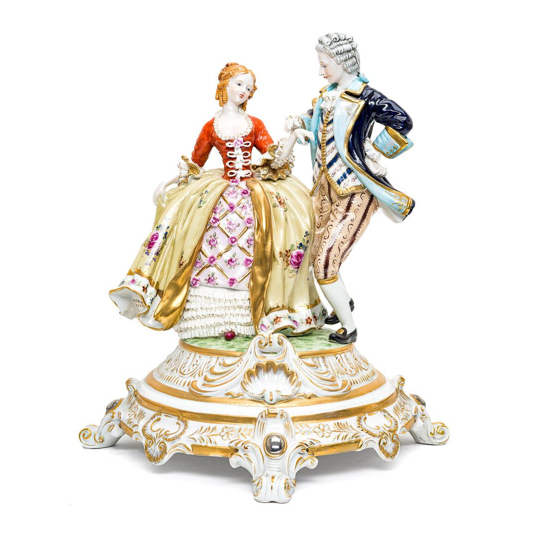 Elegant German Dresden porcelain Victorian courting sculpture