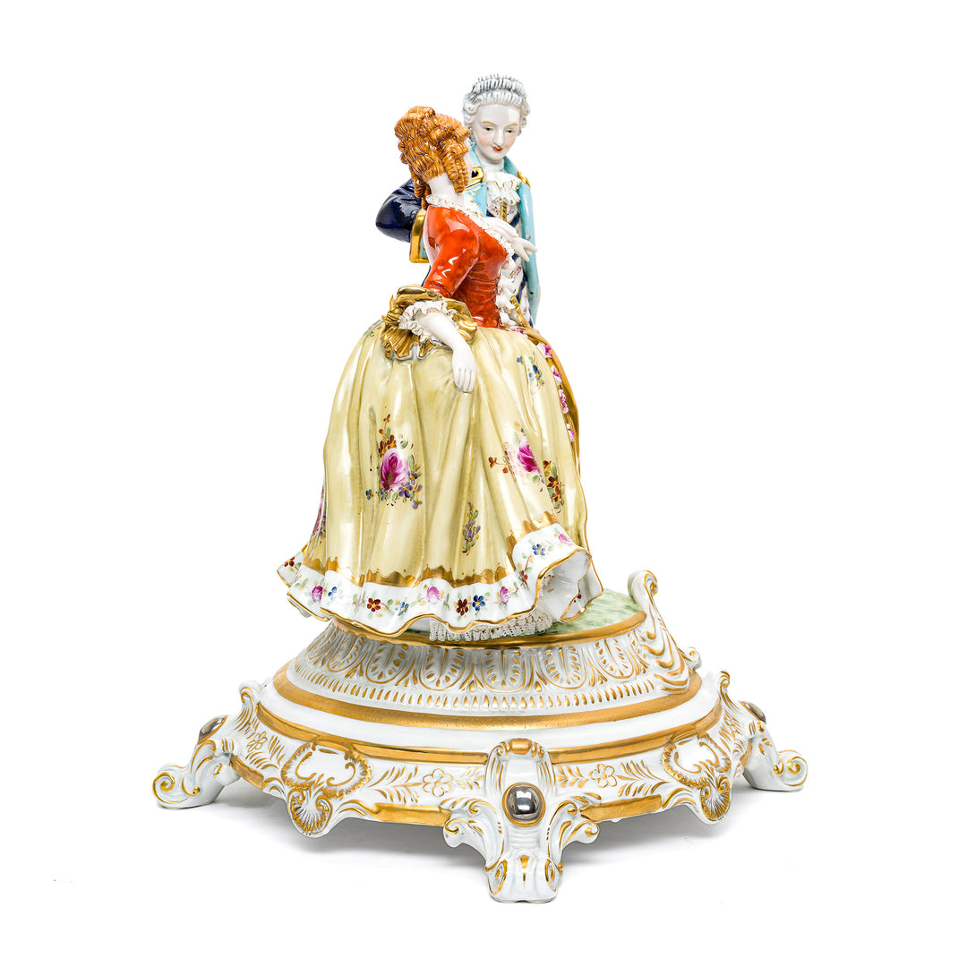 Artistic porcelain sculpture with Victorian figures