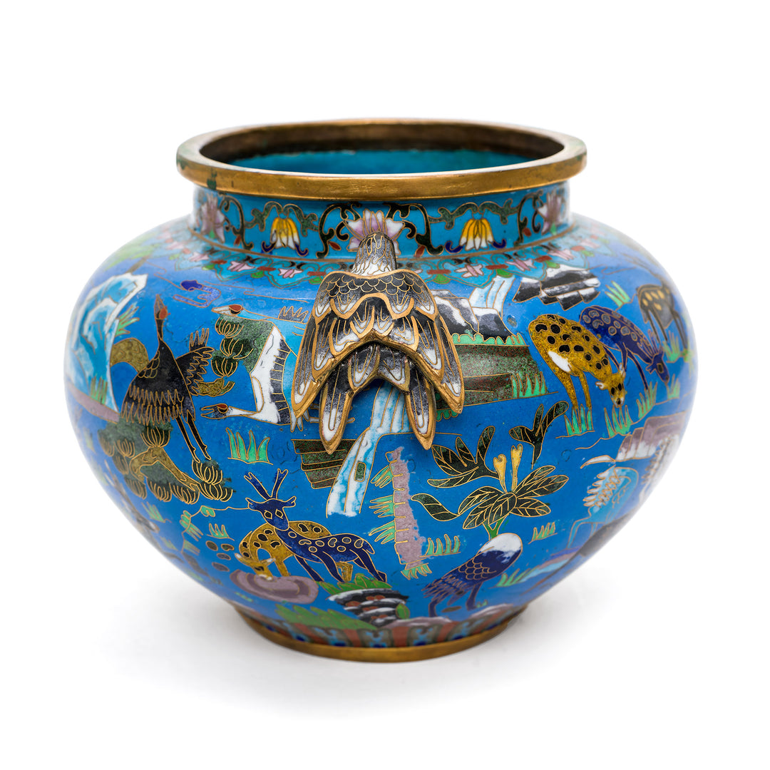 High-quality cloisonné jar with auspicious symbols