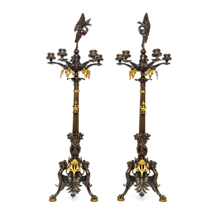 Pair Gilt Bronze Candelabras