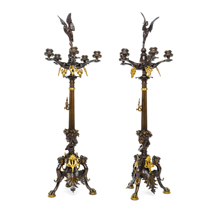 Pair Gilt Bronze Candelabras