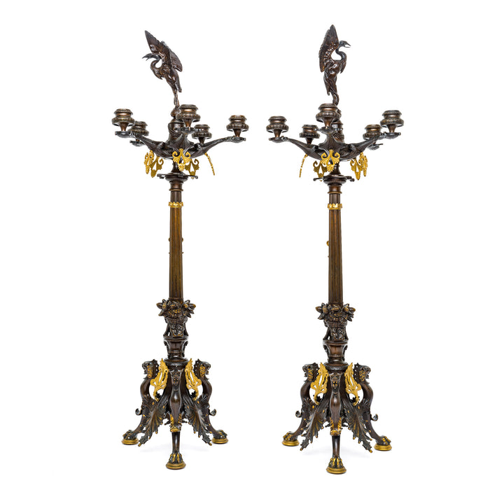 Pair Gilt Bronze Candelabras