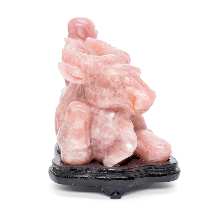 Antique rose quartz sculpture reflecting cultural serenity