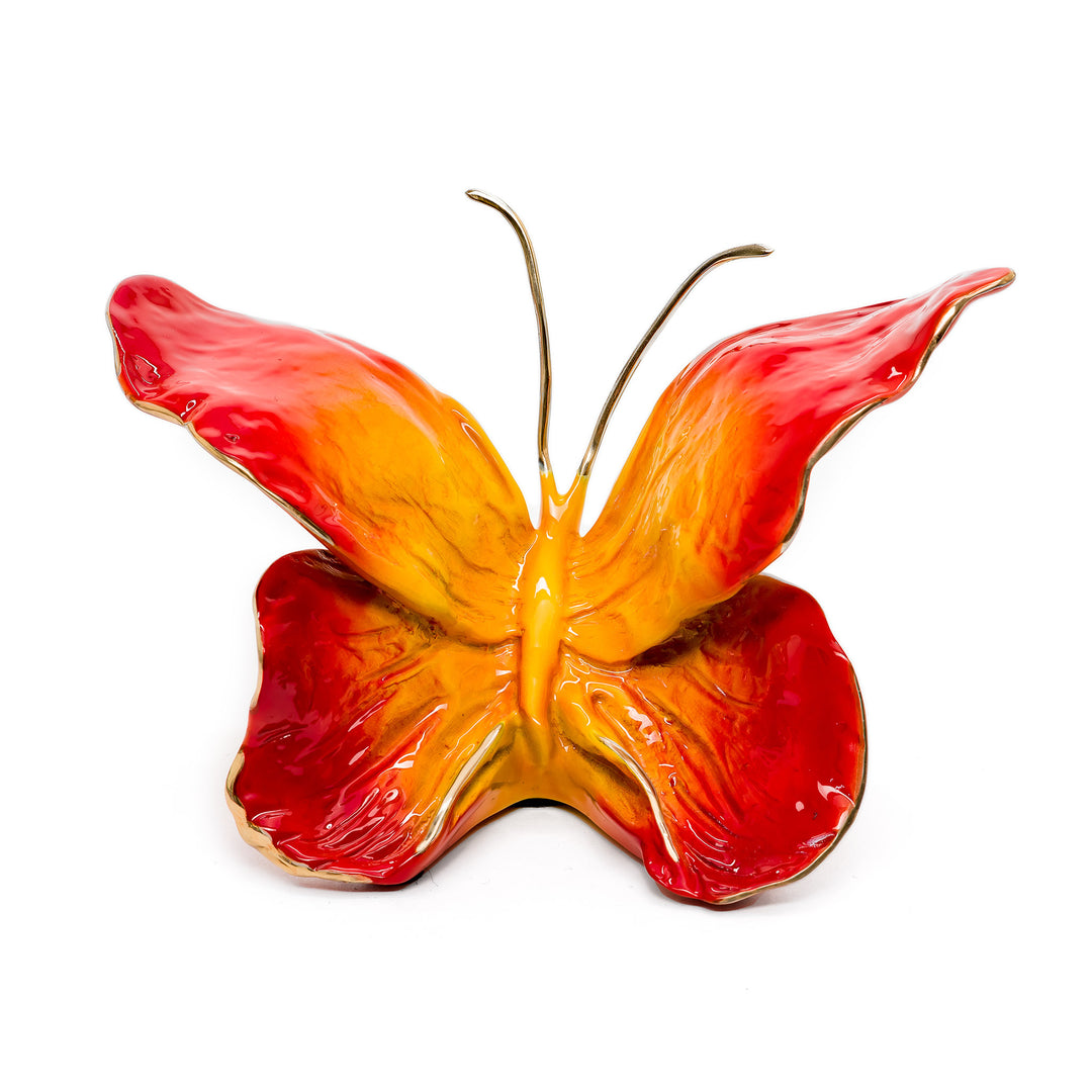 Dutchess Flame bronze butterfly sculpture with fiery patina