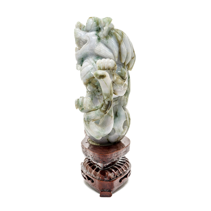 Elegant Chinese guardian lions carved in fine jade