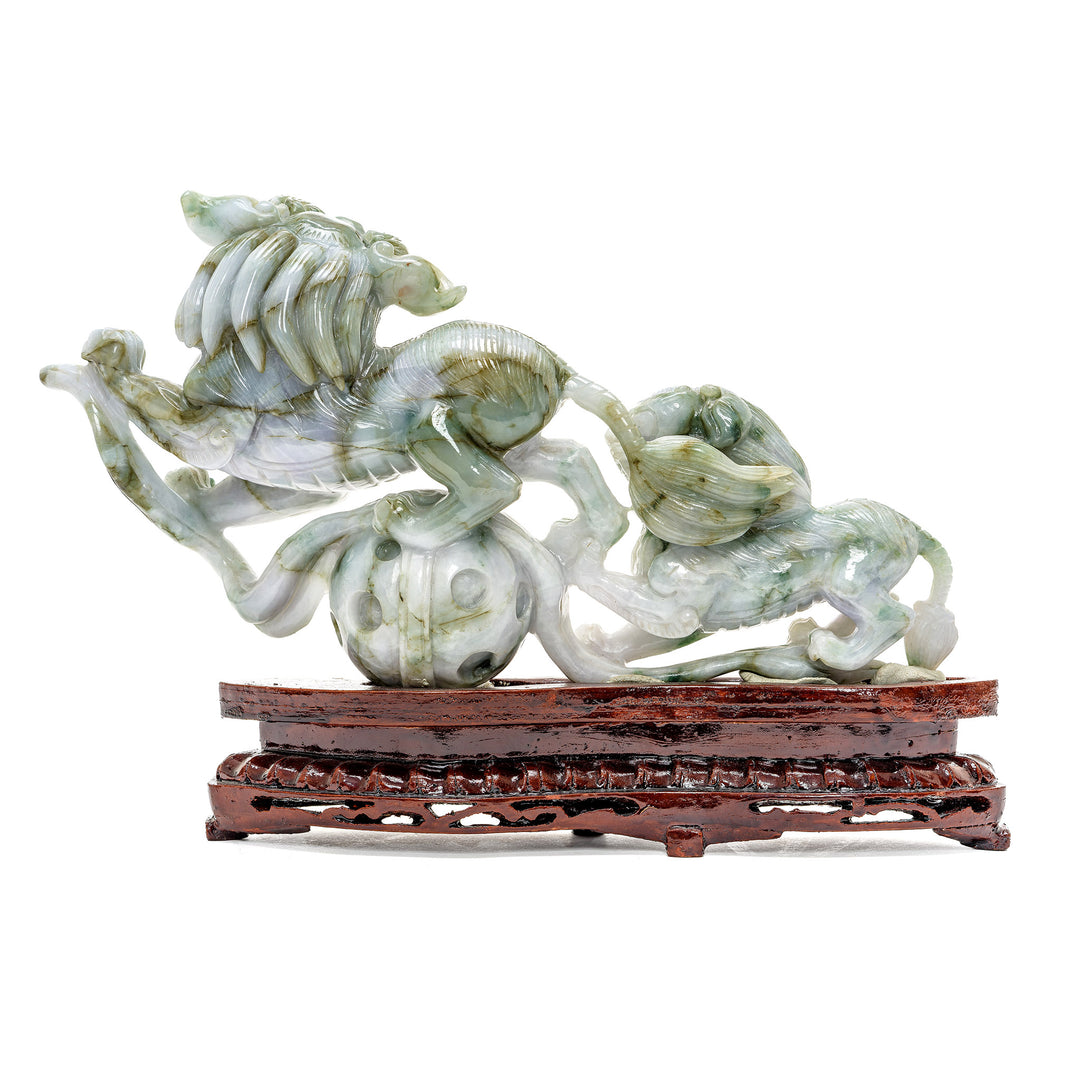 Artisan-crafted jade Foo Lions symbolizing protection and fortune