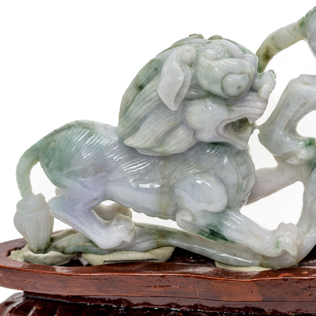 Collectible jade sculpture capturing the essence of Chinese guardian lions
