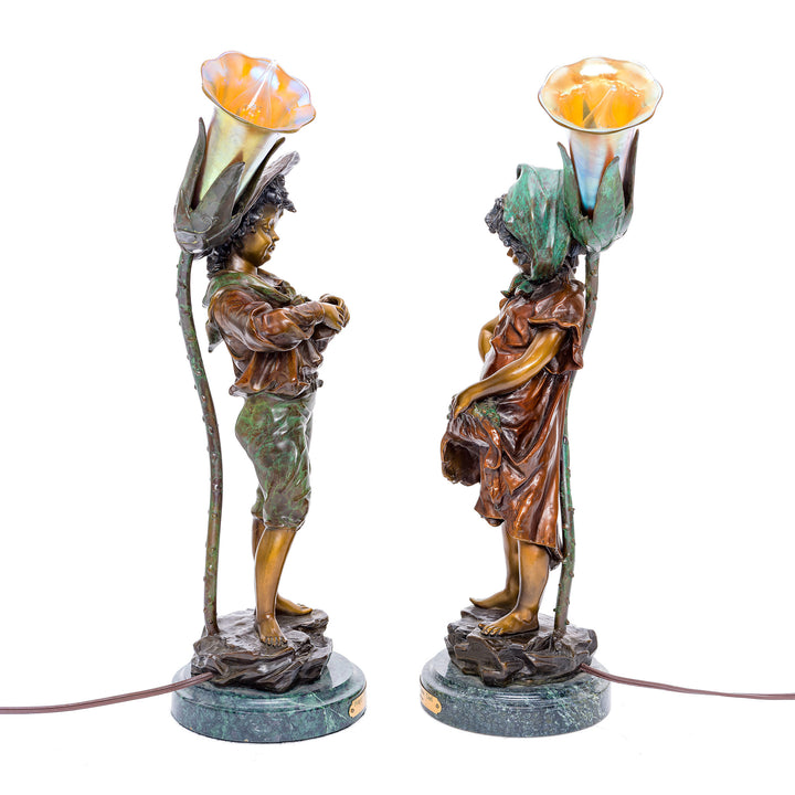 All bronze girl lamp capturing the essence of harvest time.