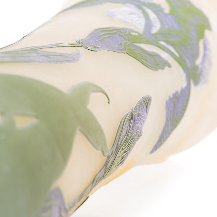 1900 antique French cameo vase by Galle with frosted floral details.