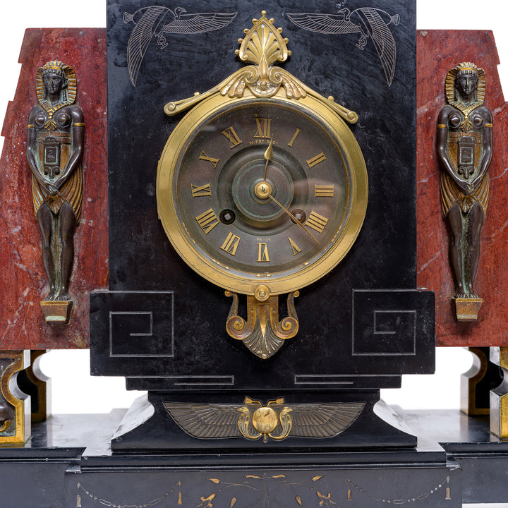 Antique gilt and patinated bronze clock signed by Emile Hebert, Paris