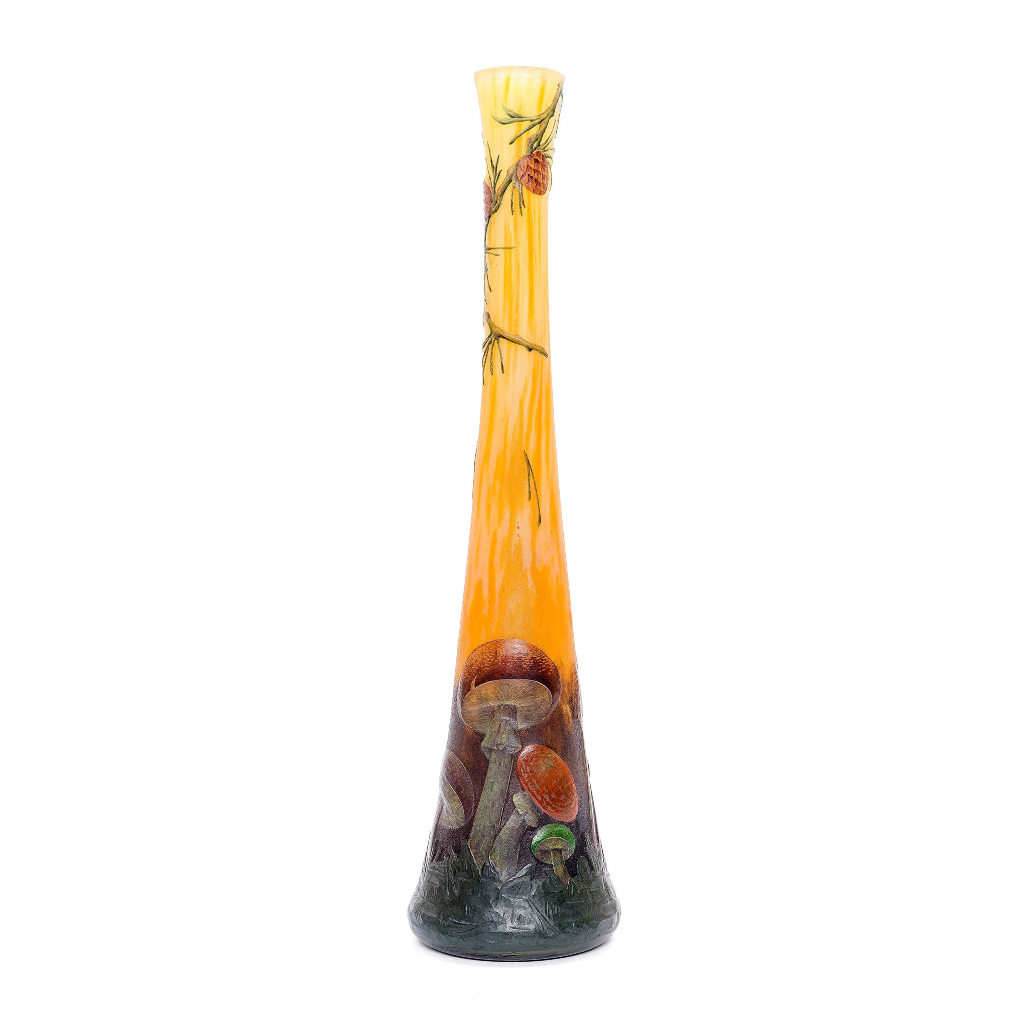 1900 Daum Nancy Mushroom Vase – Wheel-Carved Art Glass
