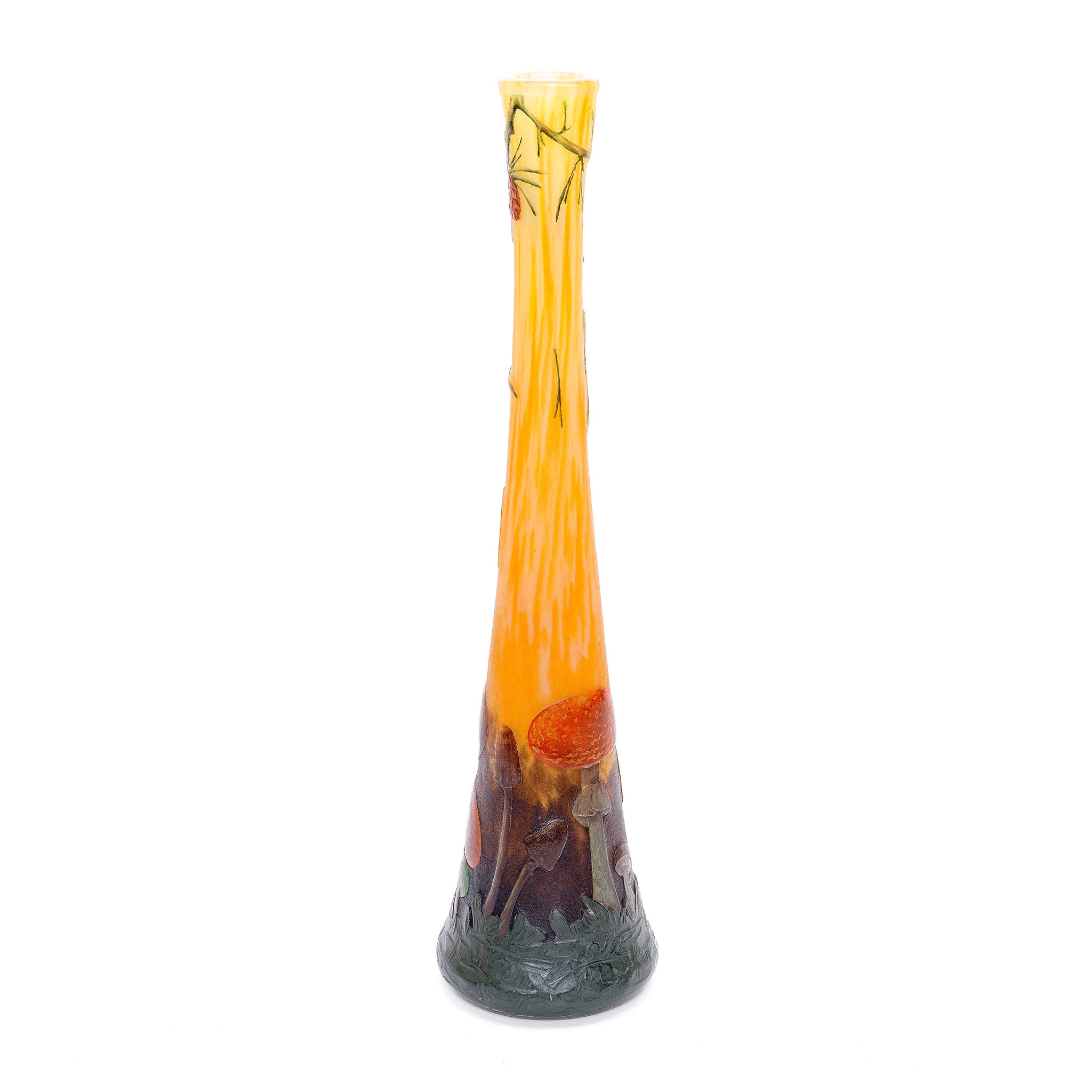 1900 Daum Nancy Mushroom Vase – Wheel-Carved Art Glass