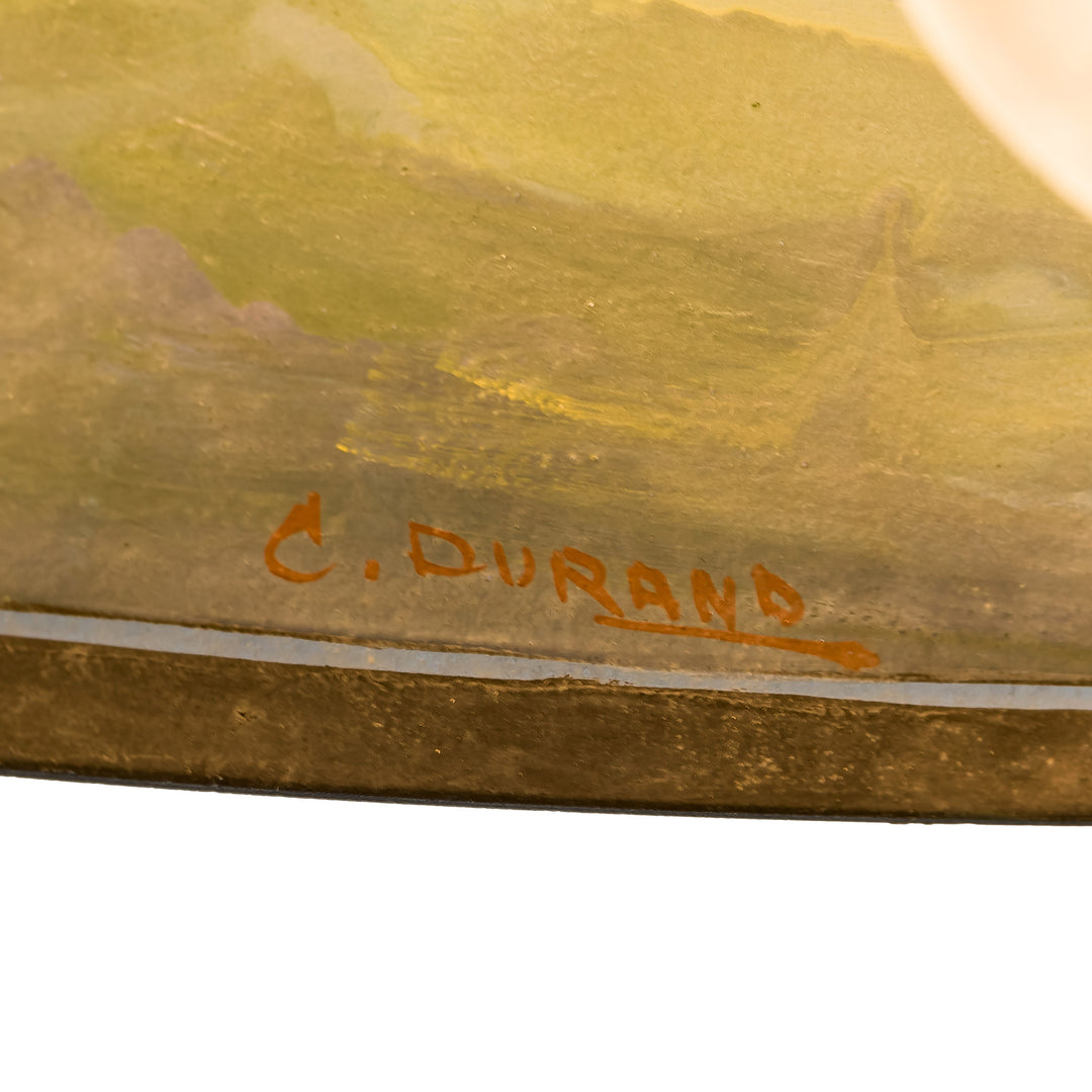 Artist signature C Durand on the interior rim of shade