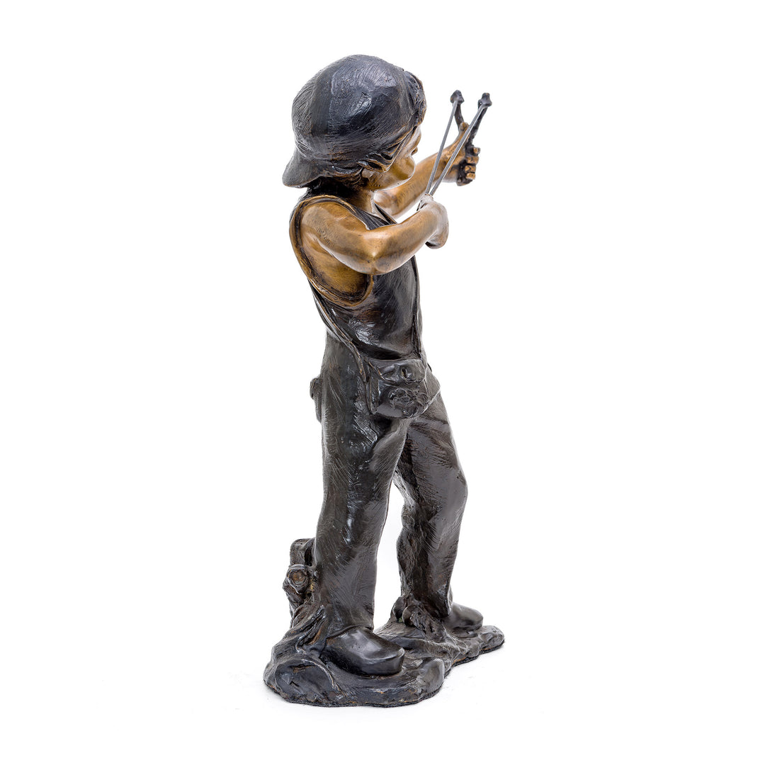 Handcrafted Bronze Sculpture of Mischievous Boy.
