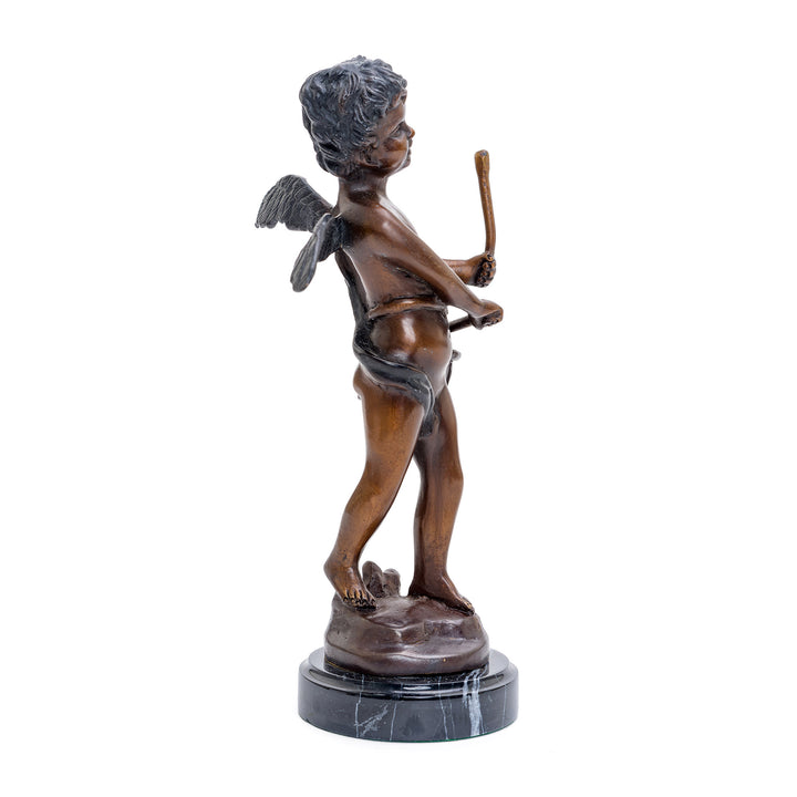 Joyous cherub drummer, a compact bronze piece.