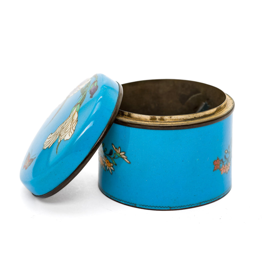 Beautiful Japanese enamel box with floral design