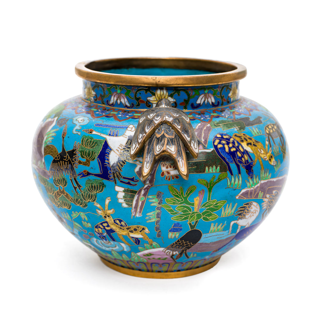 High-quality cloisonné jar with auspicious symbols