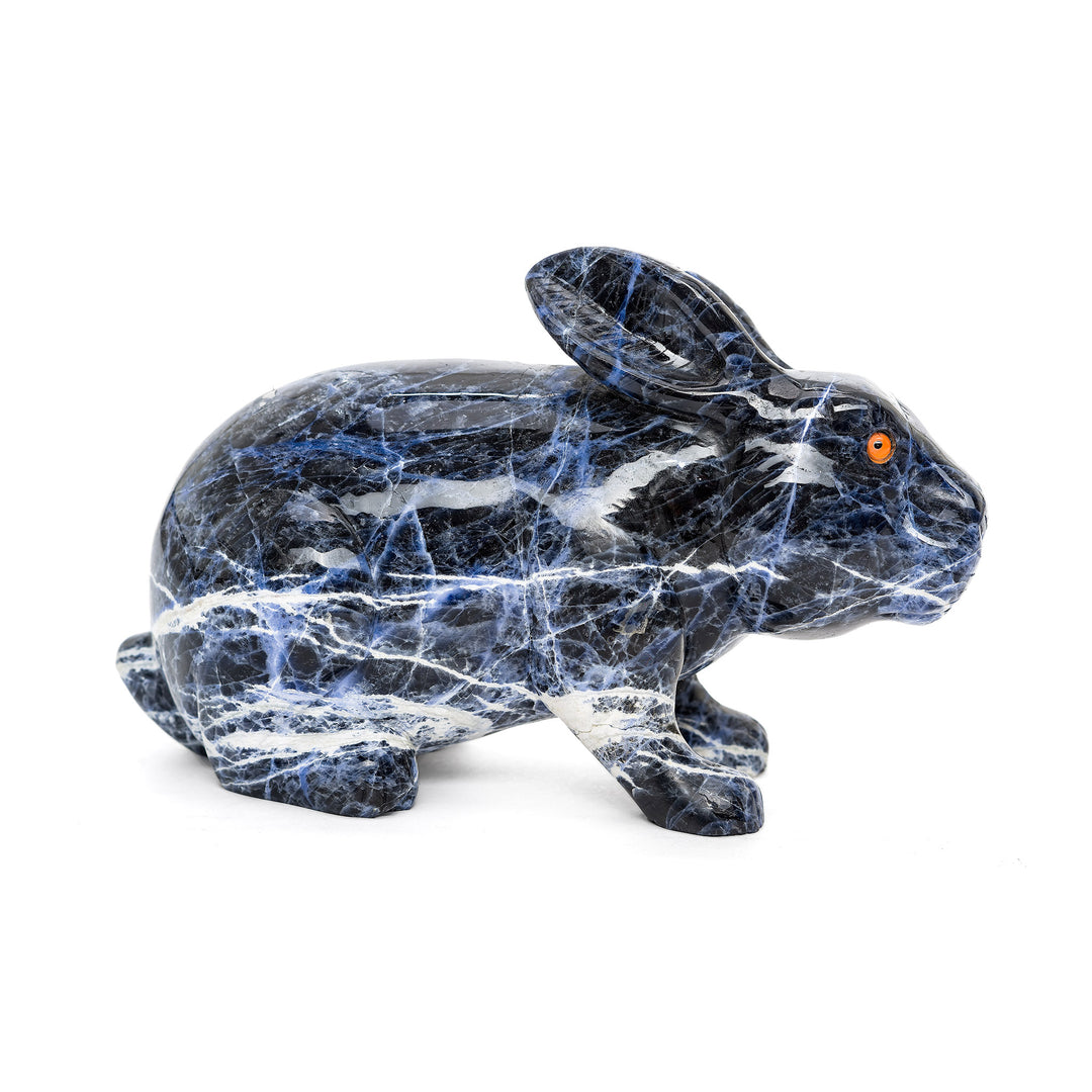 Detailed sodalite rabbit with lifelike features