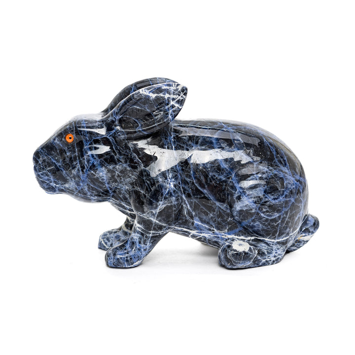 Refined sodalite stone carving of rabbit