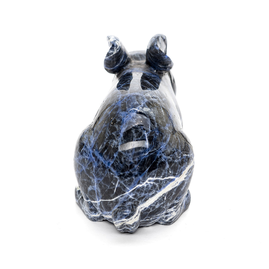 Elegant sodalite rabbit decorative piece