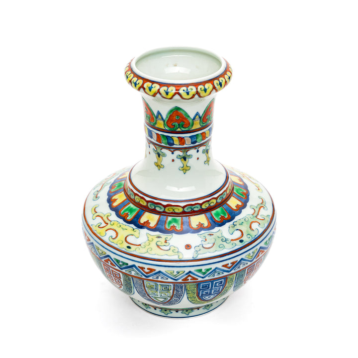 Refined vintage porcelain vase with vibrant designs