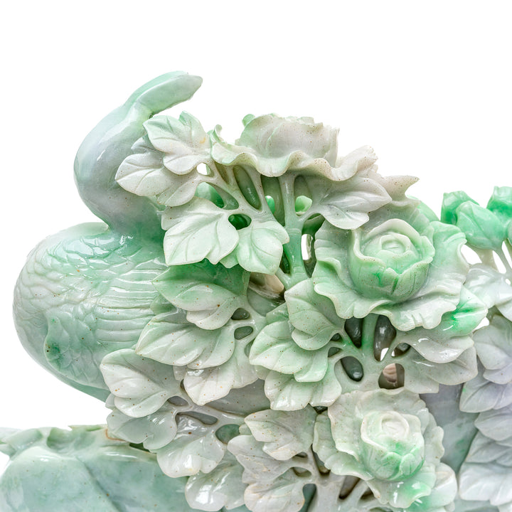 Jade Phoenix sculpture showcasing nature's rebirth and beauty