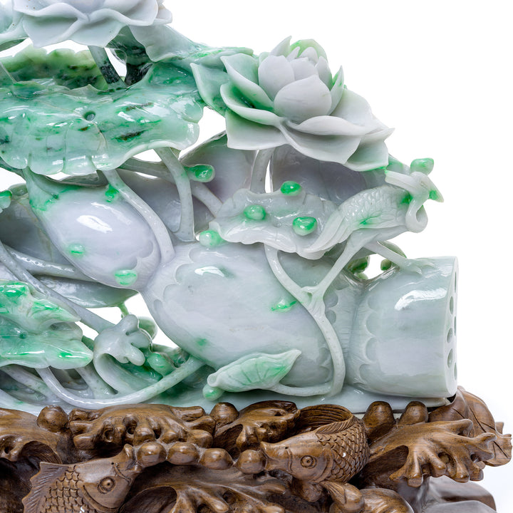 Artisanal jade statue showcasing intricate undercutting and cultural motifs