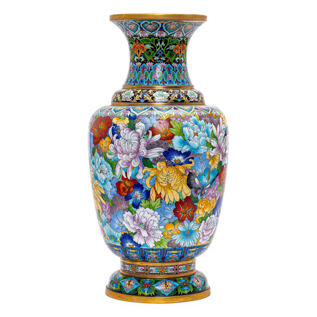 Colorful Botanical Cloisonne Vase