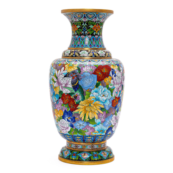 Colorful Botanical Cloisonne Vase