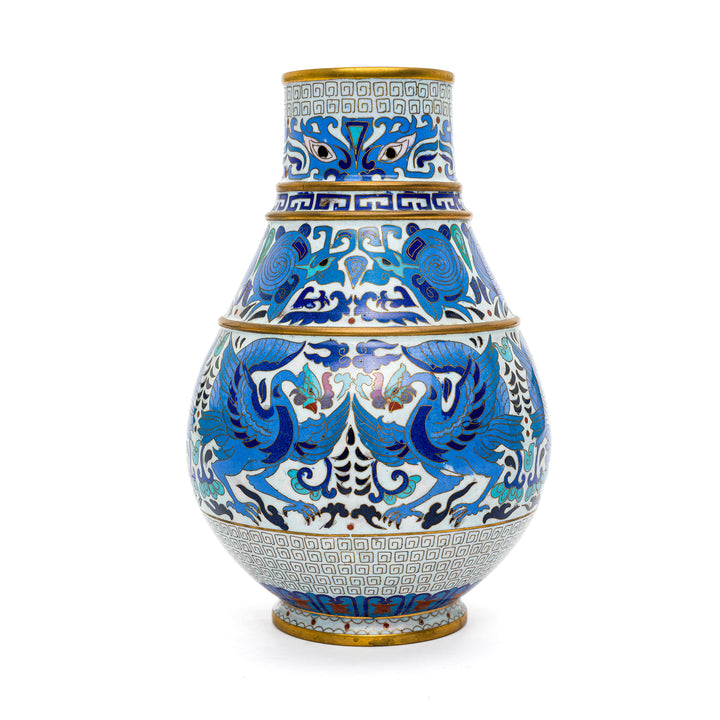 Stunning blue cloisonné vase showcasing artistic excellence