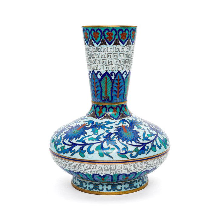 Stunning blue cloisonné vase showcasing artistic excellence