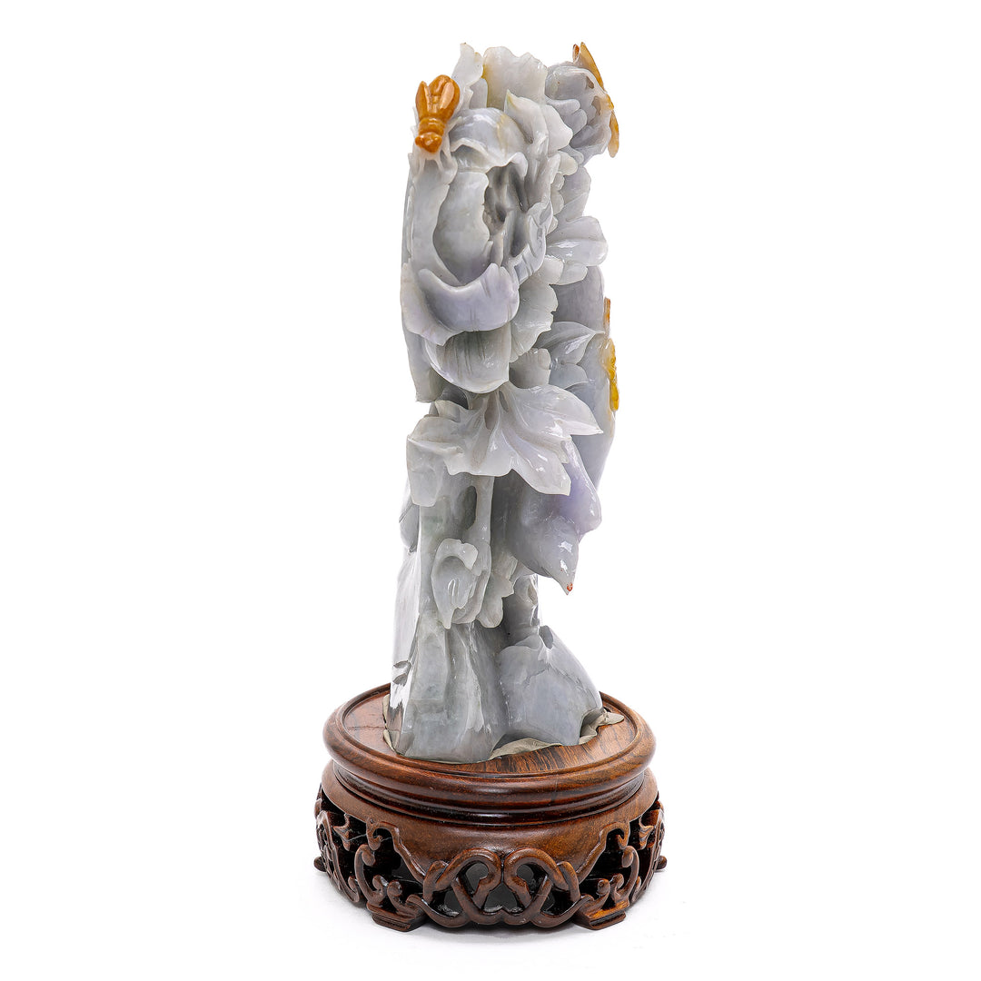 Spiritual awakening symbolized by jade lotus sculpture.