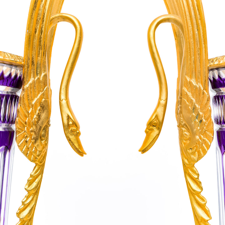 Amethyst vases with dore bronze swan handles