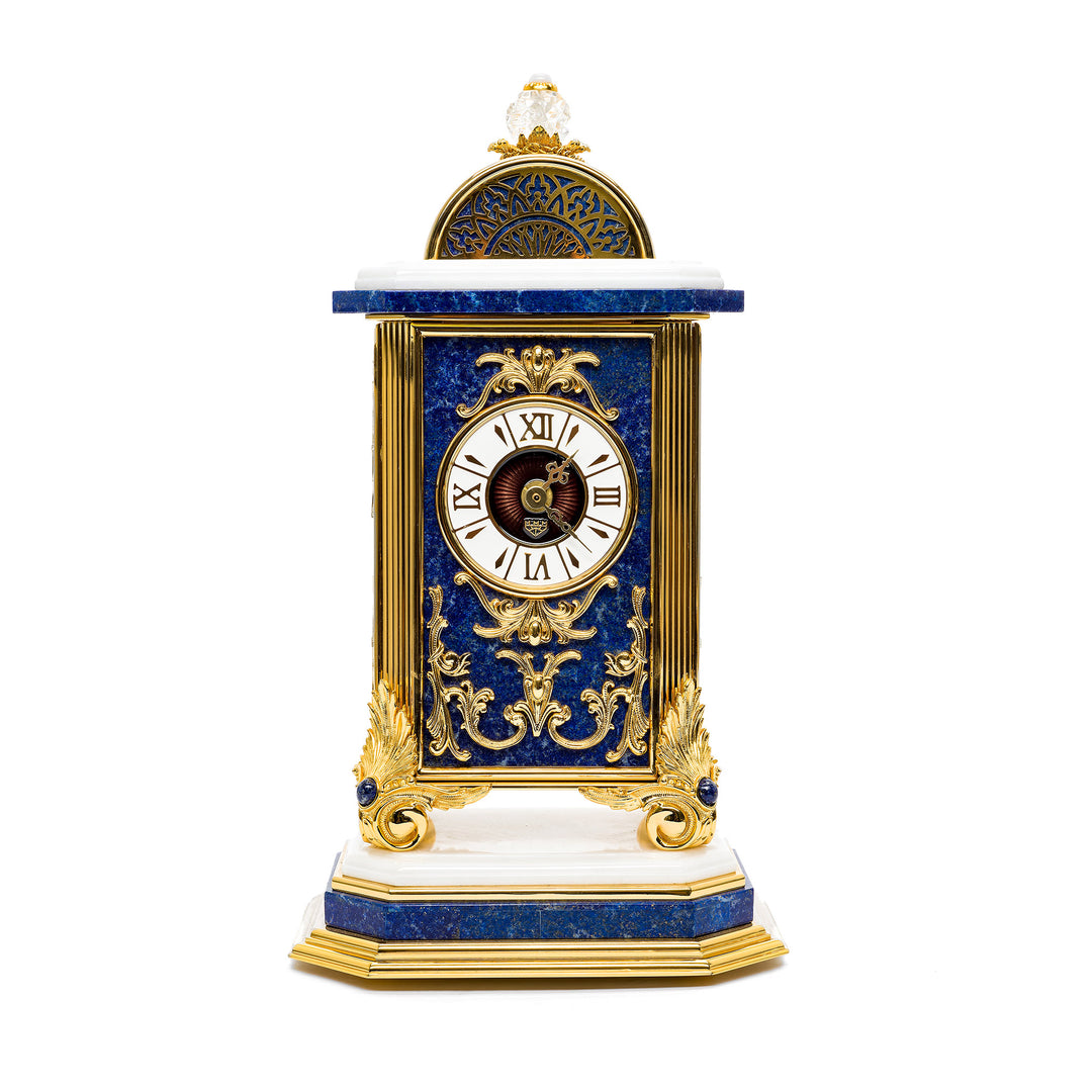 Archimede Lapis Clock with rich blue lapis lazuli and gold accents.