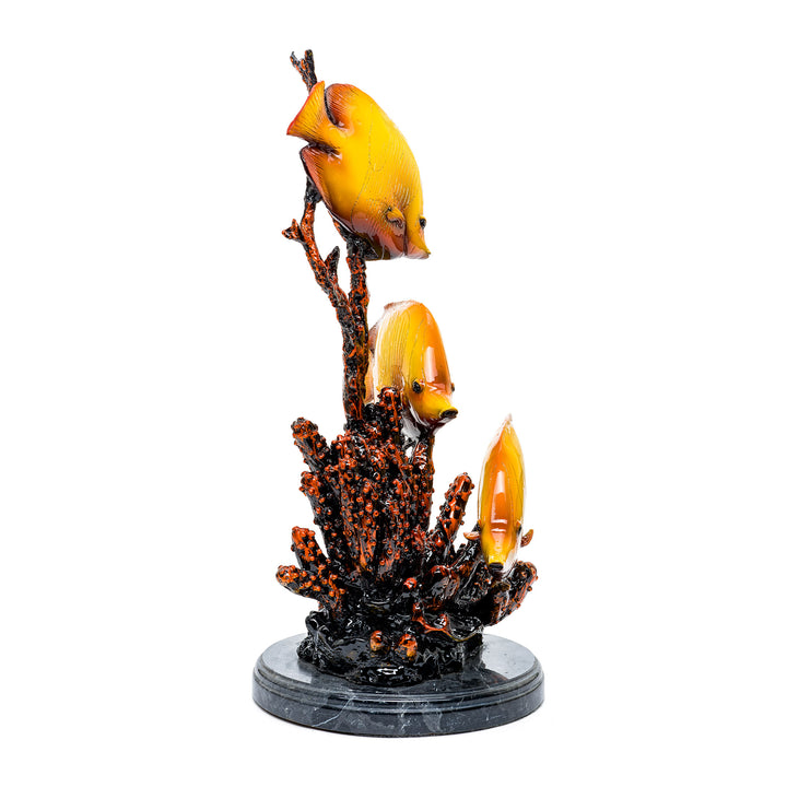 Artistic bronze fish and coral sculpture by Muzika.
