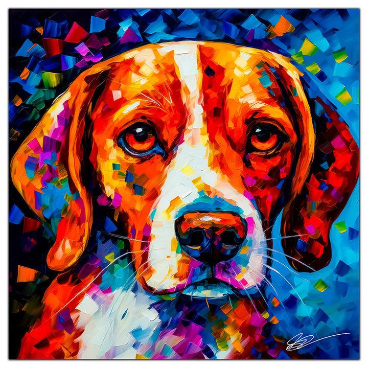 Colorful Beagle portrait in modern art style, perfect for home decor.