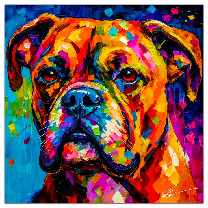 Colorful Boxer portrait in modern art style, perfect for home decor.