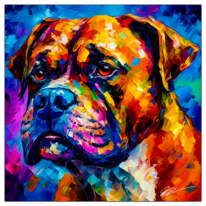 Colorful Boxer portrait in modern art style, perfect for home decor.