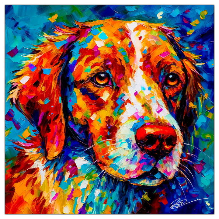 Colorful Brittany portrait in modern art style, perfect for home decor.