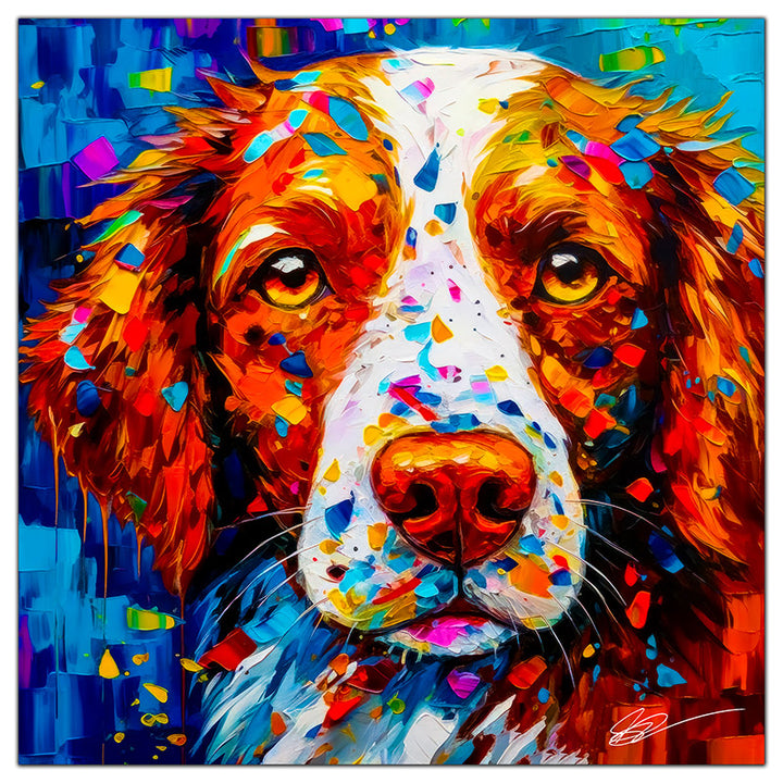 Colorful Brittany portrait in modern art style, perfect for home decor.