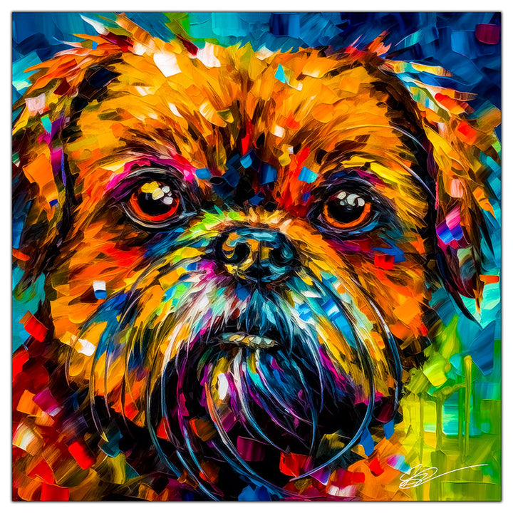 Colorful Brussels Griffon portrait in modern art style, perfect for home decor.