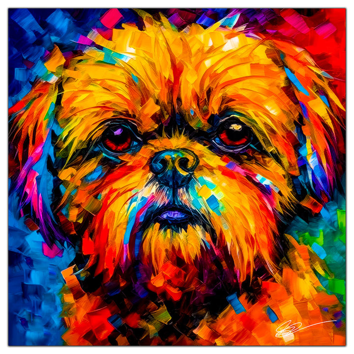 Colorful Brussels Griffon portrait in modern art style, perfect for home decor.