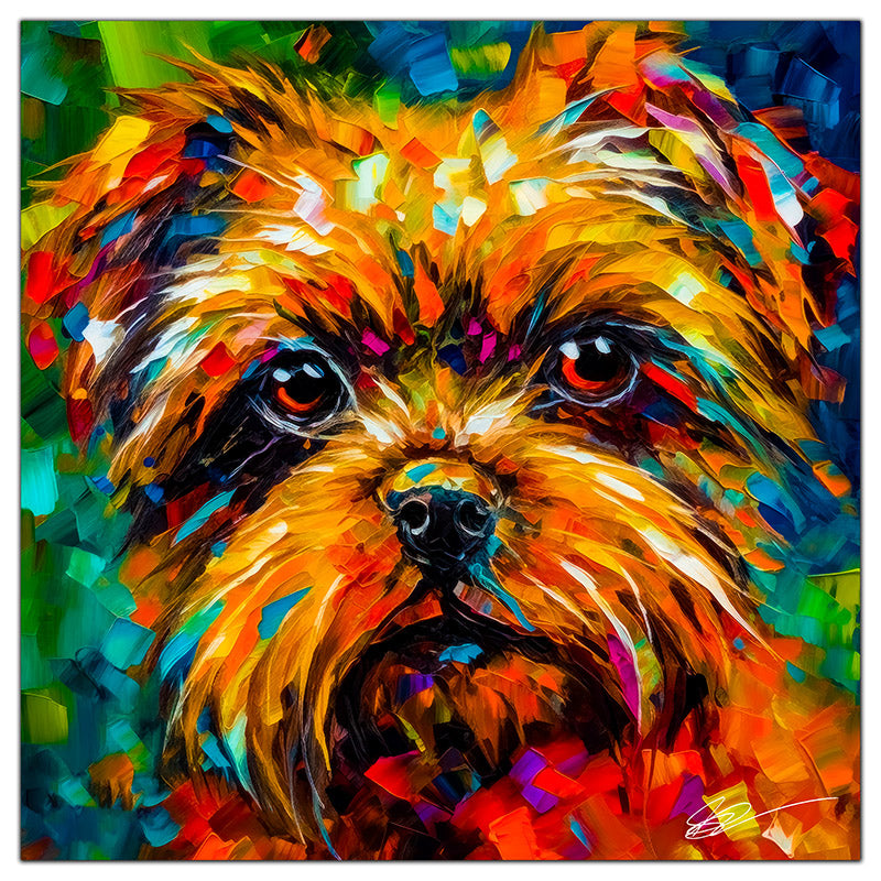 Colorful Brussels Griffon portrait in modern art style, perfect for home decor.