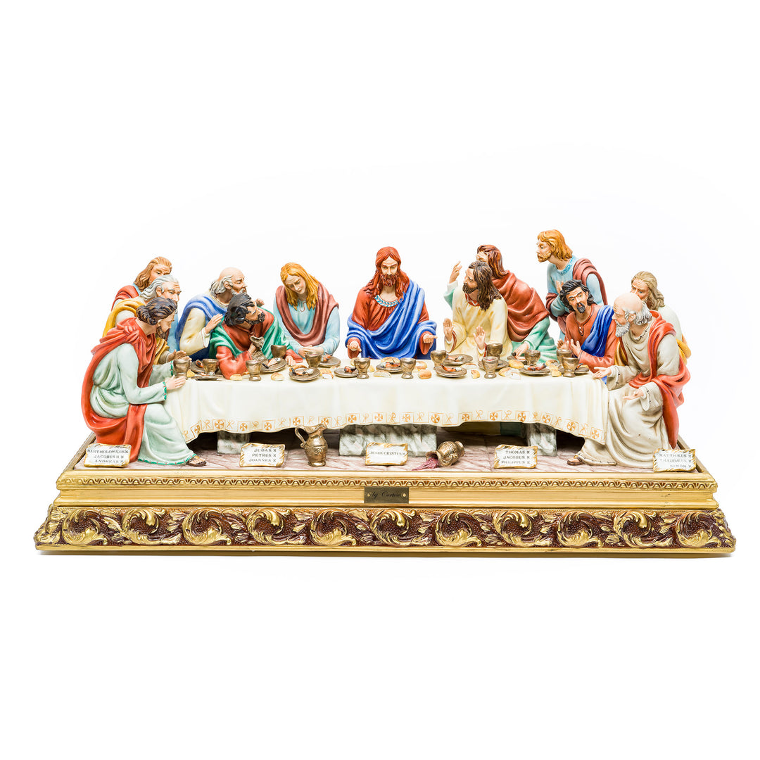 Authentic Capodimonte Last Supper porcelain sculpture
