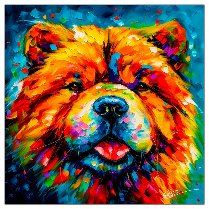 Colorful Chow Chow portrait in modern art style, perfect for home decor.